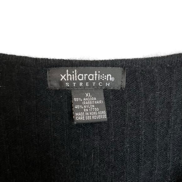 Xhilaration Y2K Baby Cardigan Ribbed Fuzzy Angora Button Front Sweater Size XL - Picture 3 of 8